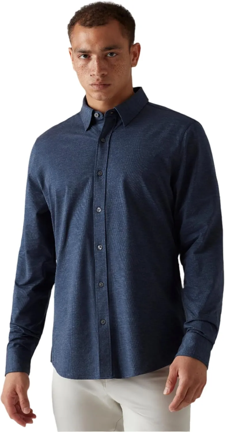 Rhone Men's Commuter Shirt, Performance Dress Shirts for Men, Machine Washable, Wrinkle Resistant, Slim Fit Button Down Shirt
