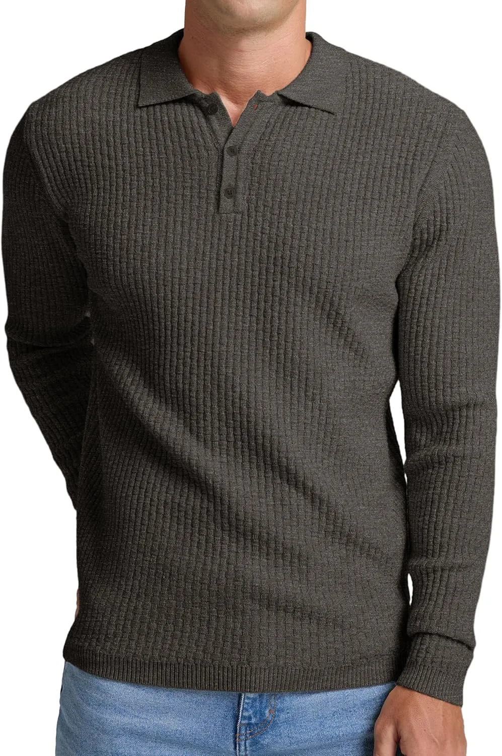 Sailwind Men's Knit Polo Sweater Long Sleeve Polo Shirts Lightweight Fashion Casual Pullover Sweater