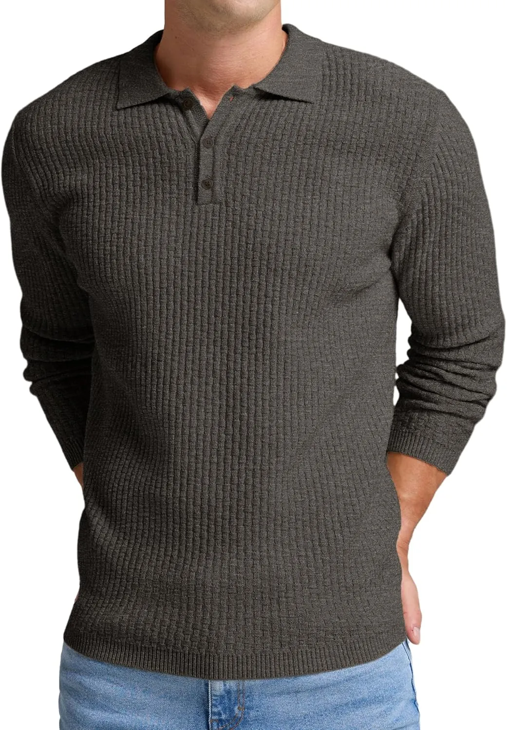 Sailwind Men's Knit Polo Sweater Long Sleeve Polo Shirts Lightweight Fashion Casual Pullover Sweater
