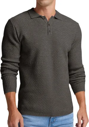 Sailwind Men's Knit Polo Sweater Long Sleeve Polo Shirts Lightweight Fashion Casual Pullover Sweater