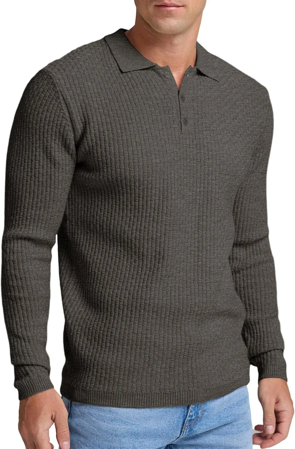 Sailwind Men's Knit Polo Sweater Long Sleeve Polo Shirts Lightweight Fashion Casual Pullover Sweater