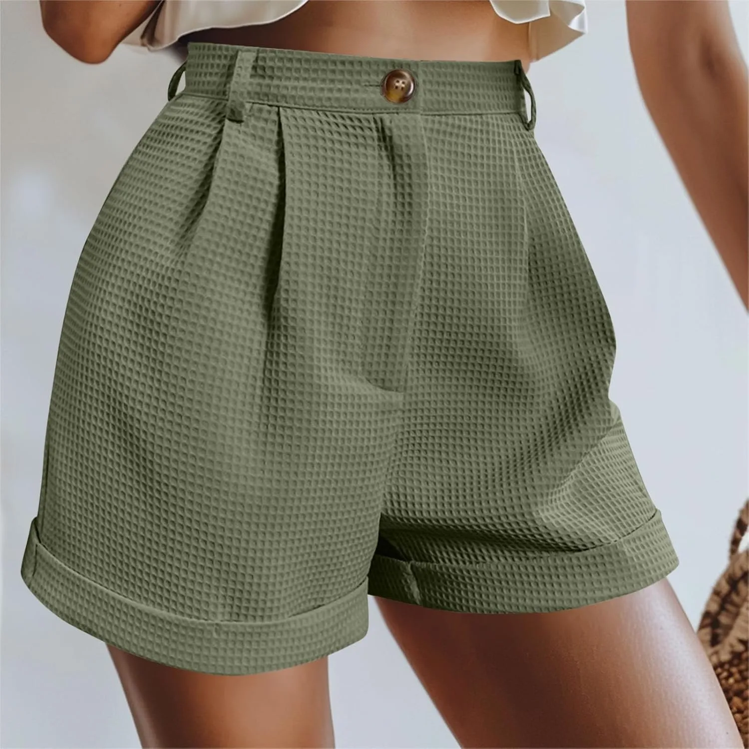 Shorts for Women Trendy Summer High Waisted Button Solid A-Line Shorts Dressy Casual Work Versatile Cute Comfy Shorts
