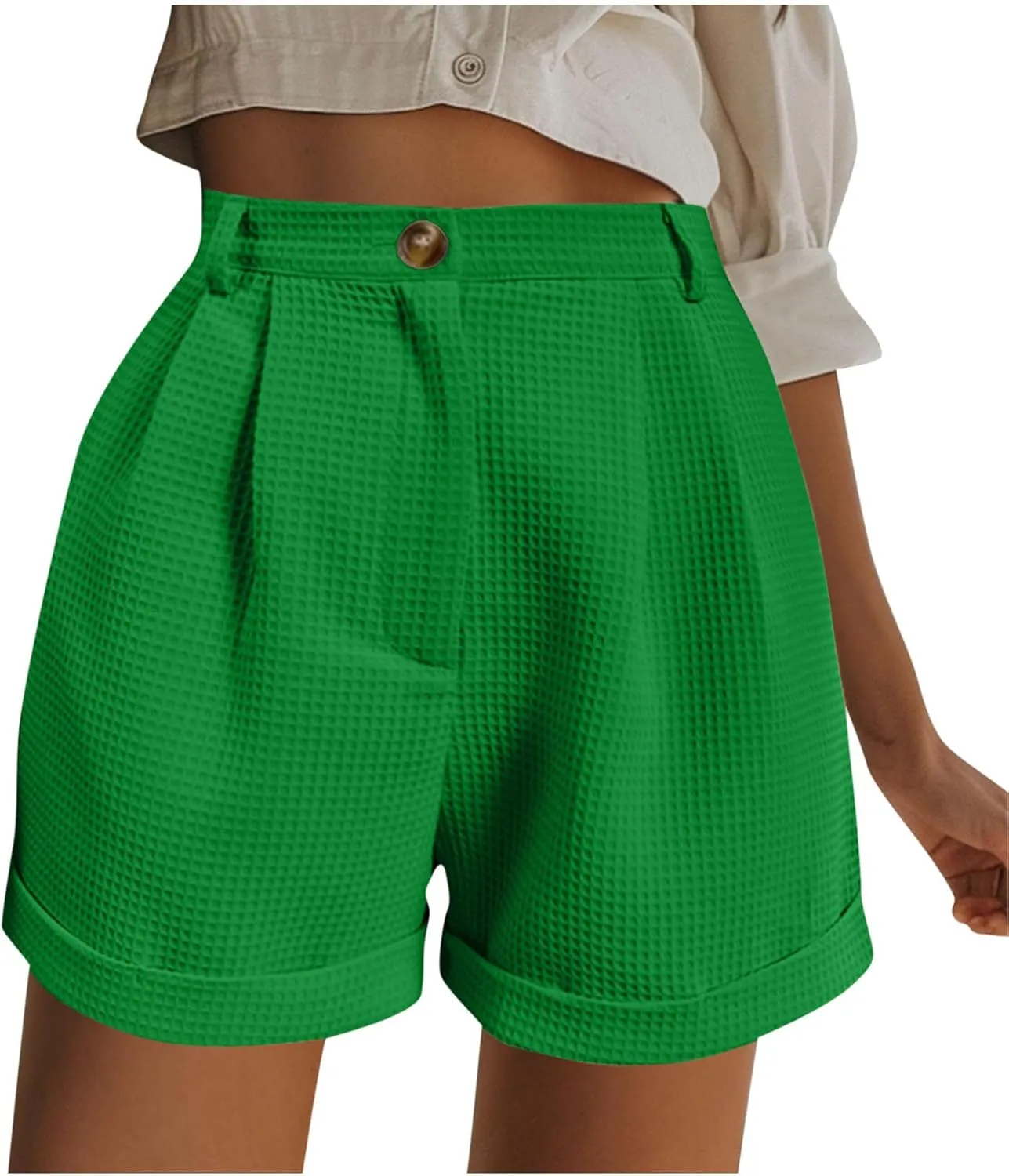 Shorts for Women Trendy Summer High Waisted Button Solid A-Line Shorts Dressy Casual Work Versatile Cute Comfy Shorts