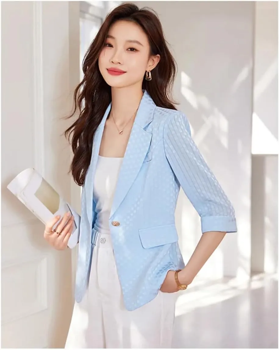 Spring Summer Women Blazer Business Work Wear Suit Jacket Office Ladies Professional Blazer Coat