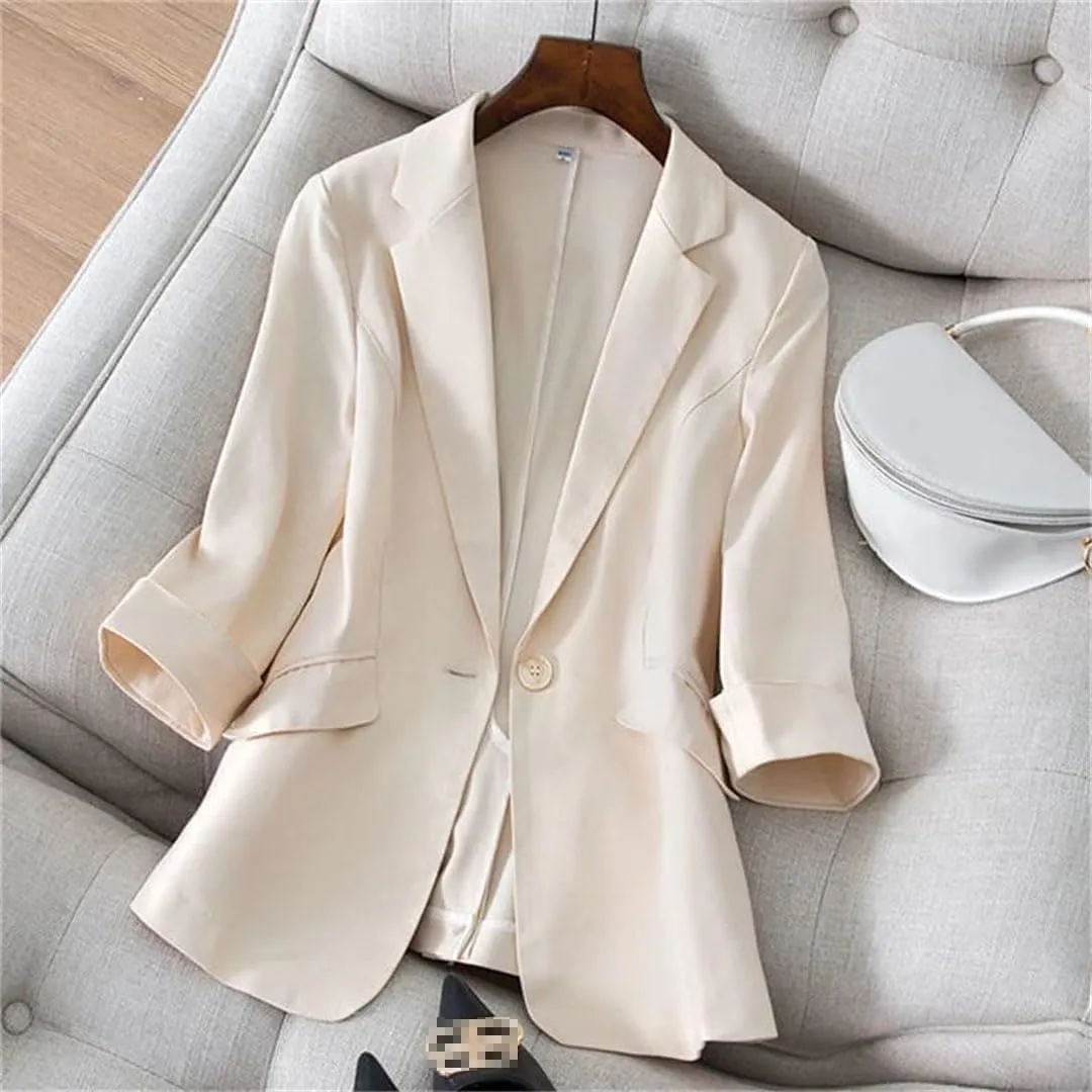 Spring Summer Women's Small Blazer Coat Loose Thin Elegant Blazer Jacket