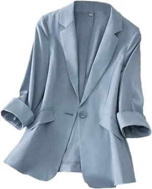 Spring Summer Women's Small Blazer Coat Loose Thin Elegant Blazer Jacket
