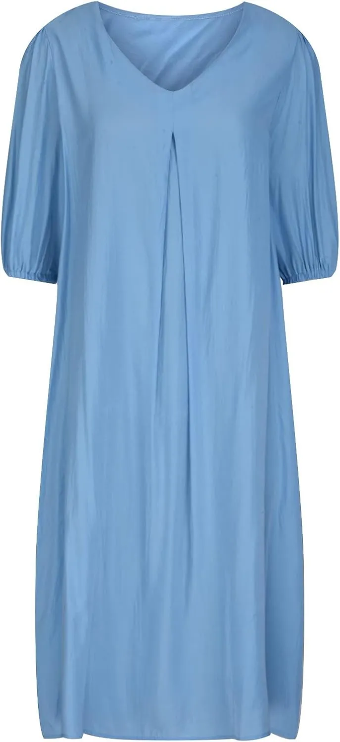 Summer Cotton Linen Dress for Ladies 2024 Womens Casual Midi Dress Half Sleeve Solid Tshirt Dress Fashion Boho Dress