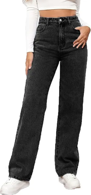Sweatpant Jeans for Women Frayed Raw Hem Loose Straight Jeans Retro Classic Denim Cargo Pants Baggy Boot Cut Jeans