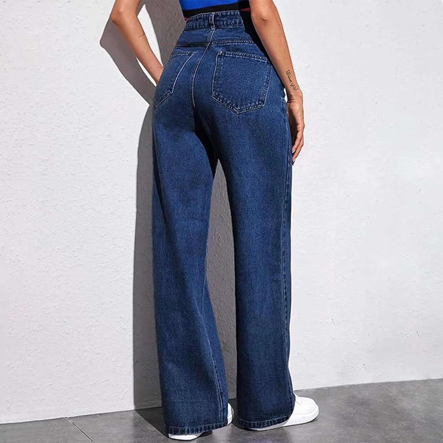 Sweatpant Wide Leg Pants for Women's High Waisted with Pockets Sweatpants That Look Like Jeans, Boyfriend Jeans