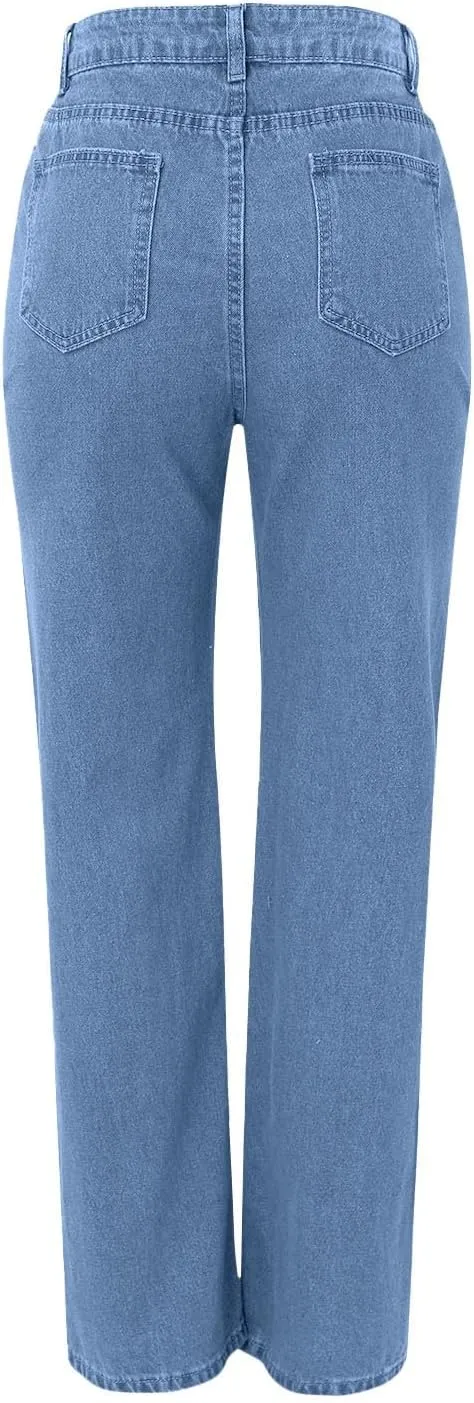 Sweatpant Wide Leg Pants for Women's High Waisted with Pockets Sweatpants That Look Like Jeans, Boyfriend Jeans