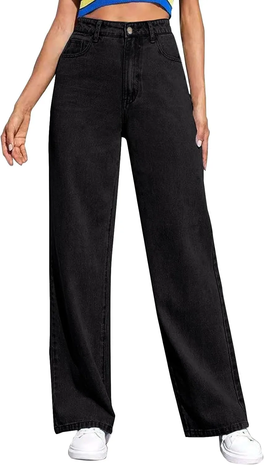 Sweatpant Wide Leg Pants for Women's High Waisted with Pockets Sweatpants That Look Like Jeans, Boyfriend Jeans