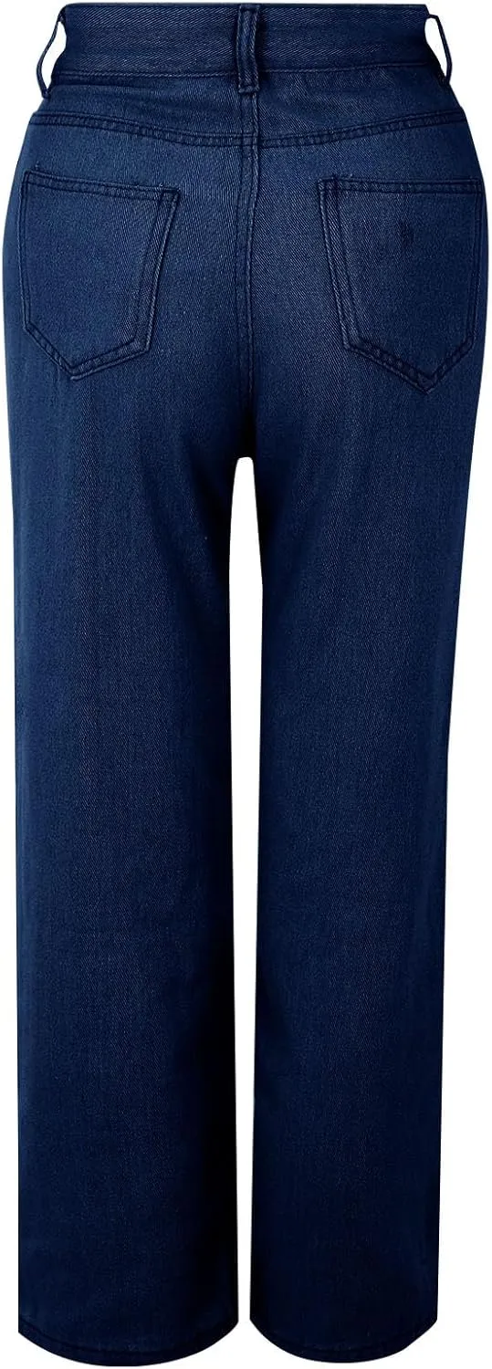 Sweatpant Wide Leg Pants for Women's High Waisted with Pockets Sweatpants That Look Like Jeans, Boyfriend Jeans