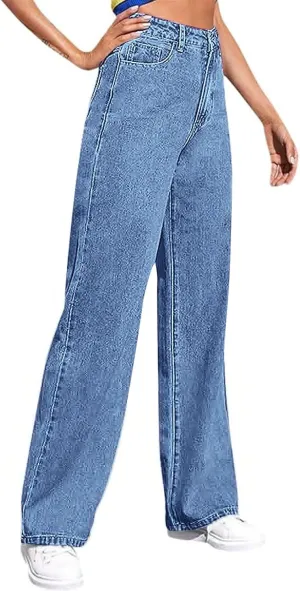 Sweatpant Wide Leg Pants for Women's High Waisted with Pockets Sweatpants That Look Like Jeans, Boyfriend Jeans