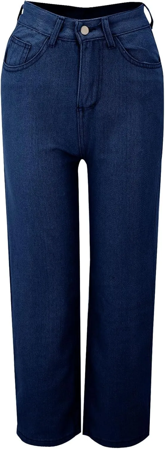 Sweatpant Wide Leg Pants for Women's High Waisted with Pockets Sweatpants That Look Like Jeans, Boyfriend Jeans