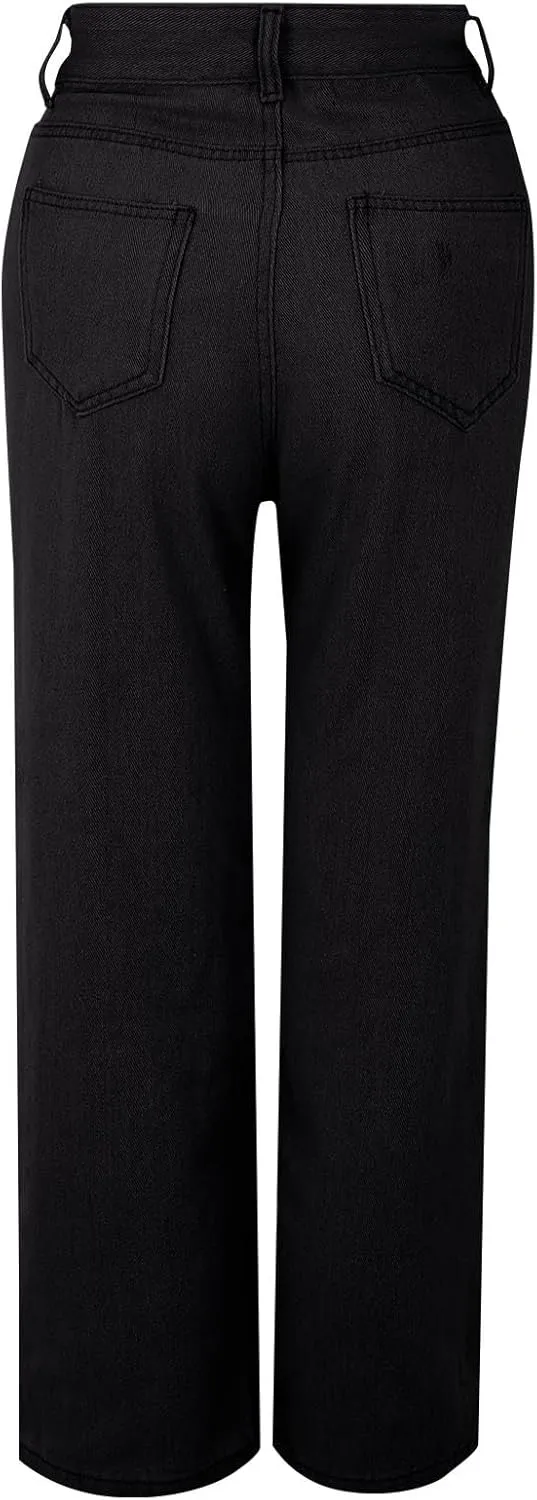 Sweatpant Wide Leg Pants for Women's High Waisted with Pockets Sweatpants That Look Like Jeans, Boyfriend Jeans