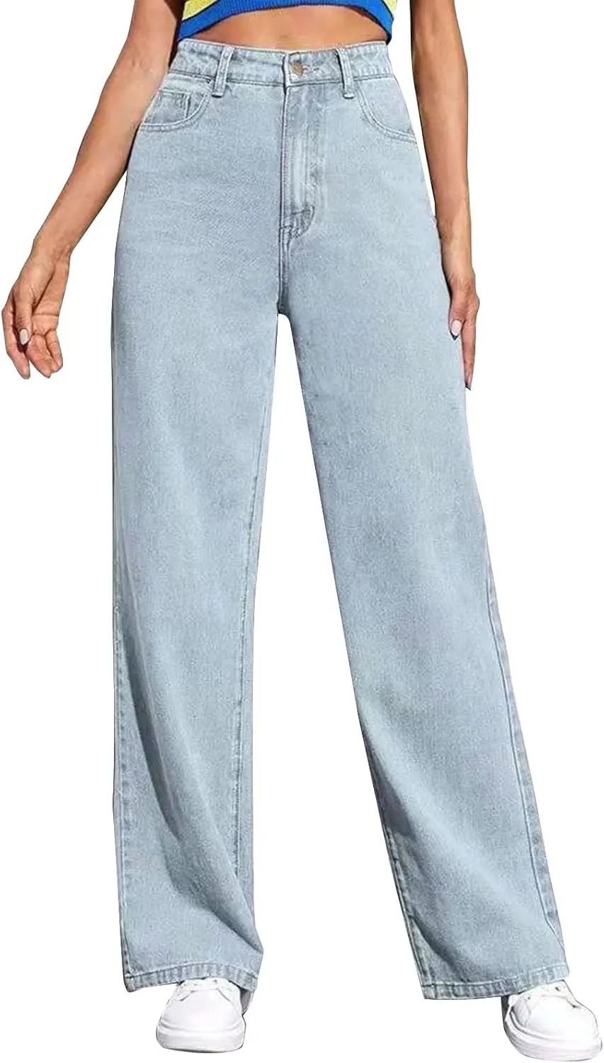 Sweatpants Jeans for Women Soft High Waisted Wide Leg Baggy Jeans Plus Size That Look Like Jeans Boyfriend Jeans Comfy Denim
