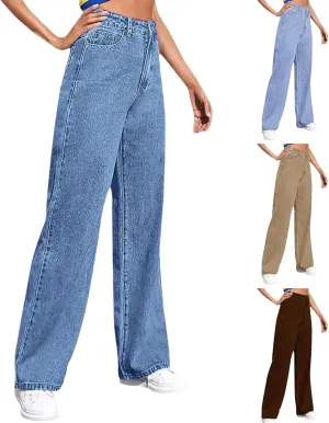 Sweatpants That Look Like Jeans, Casual Stright Jeans, Sweatpant Jeans: High Waisted with Pockets, Cute Petite Jeans