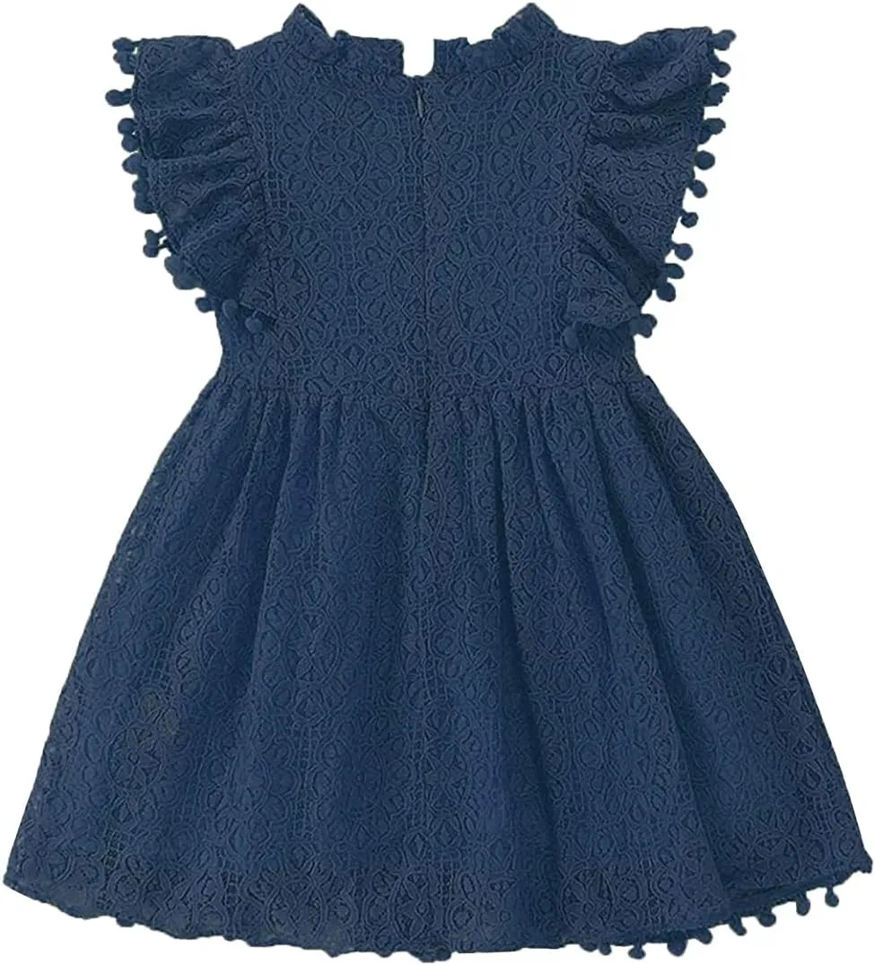 Toddler Girls Lace Dresses Baby Girl Elegant Dress Flutter Sleeve Lace Party Princess Dress