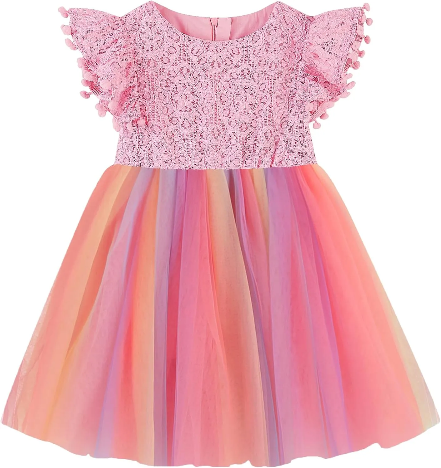 Toddler Girls Lace Dresses Baby Girl Elegant Dress Flutter Sleeve Lace Party Princess Dress