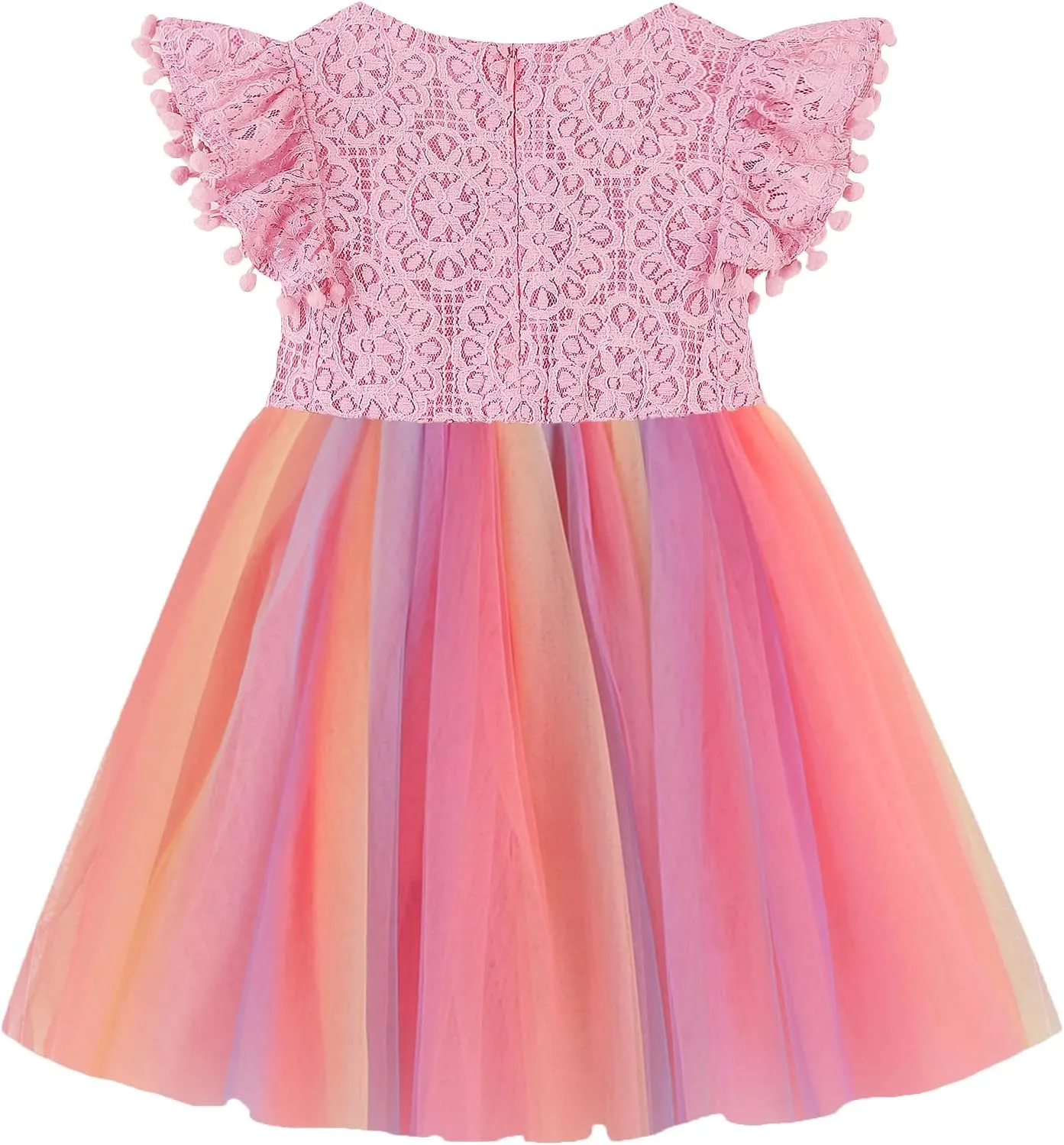 Toddler Girls Lace Dresses Baby Girl Elegant Dress Flutter Sleeve Lace Party Princess Dress