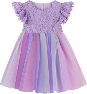 Toddler Girls Lace Dresses Baby Girl Elegant Dress Flutter Sleeve Lace Party Princess Dress