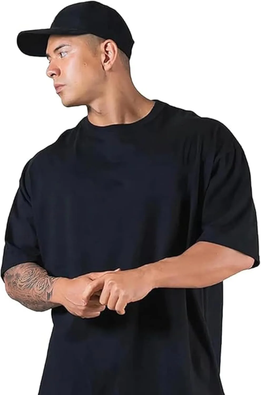 UPSTRING TEES-Symbol Men's Solid Cotton Rich Black T-Shirt | Half Sleaves | Stylish, Comfortable, Versatile Fashion