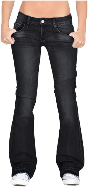 Wide Leg Jeans for Women Low Waisted Cowgirl Jeans Stretch Bell Bottom Jeans Plus Size Denim Pants