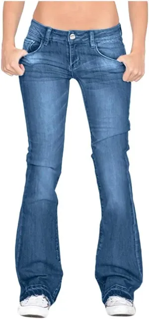 Wide Leg Jeans for Women Low Waisted Cowgirl Jeans Stretch Bell Bottom Jeans Plus Size Denim Pants
