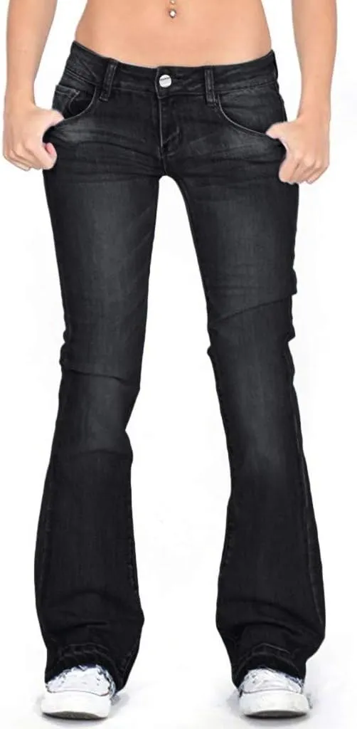 Wide Leg Jeans for Women Low Waisted Cowgirl Jeans Stretch Bell Bottom Jeans Plus Size Denim Pants