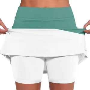 Women 2 Piece Skirts 2 in 1 Solid Flowy Basic Versatile Stretchy Casual Mini Skirts 2025, S-2XL