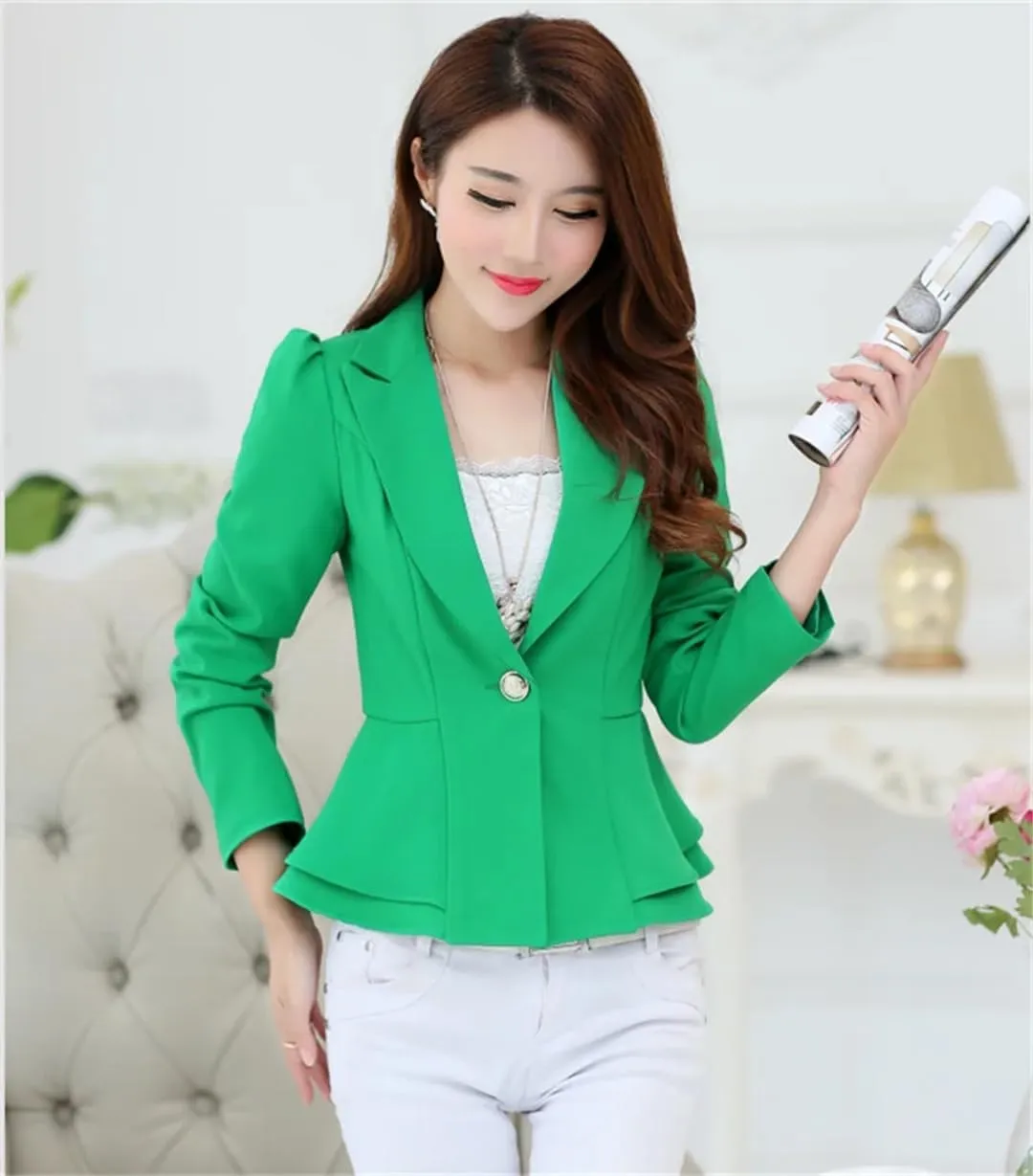 Women Autumn Long Sleeves Casual Suit Coat Office Ladies Blazers Jackets Outerwear