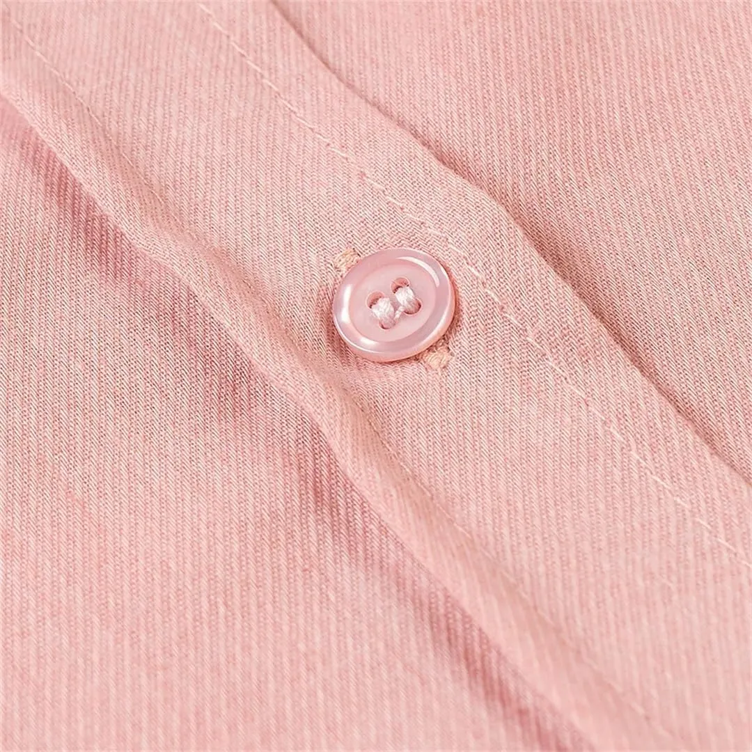 Women Basic Loose Lapel Shirt Long-Sleeved Single-Breasted Blouse Solid Simple Casual Chic Top