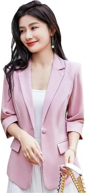 Women Blazer Jackets Half Sleeve Office Ladies Work Business Blazer
