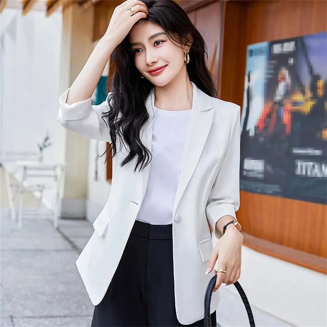 Women Blazer Jackets Half Sleeve Office Ladies Work Business Blazer