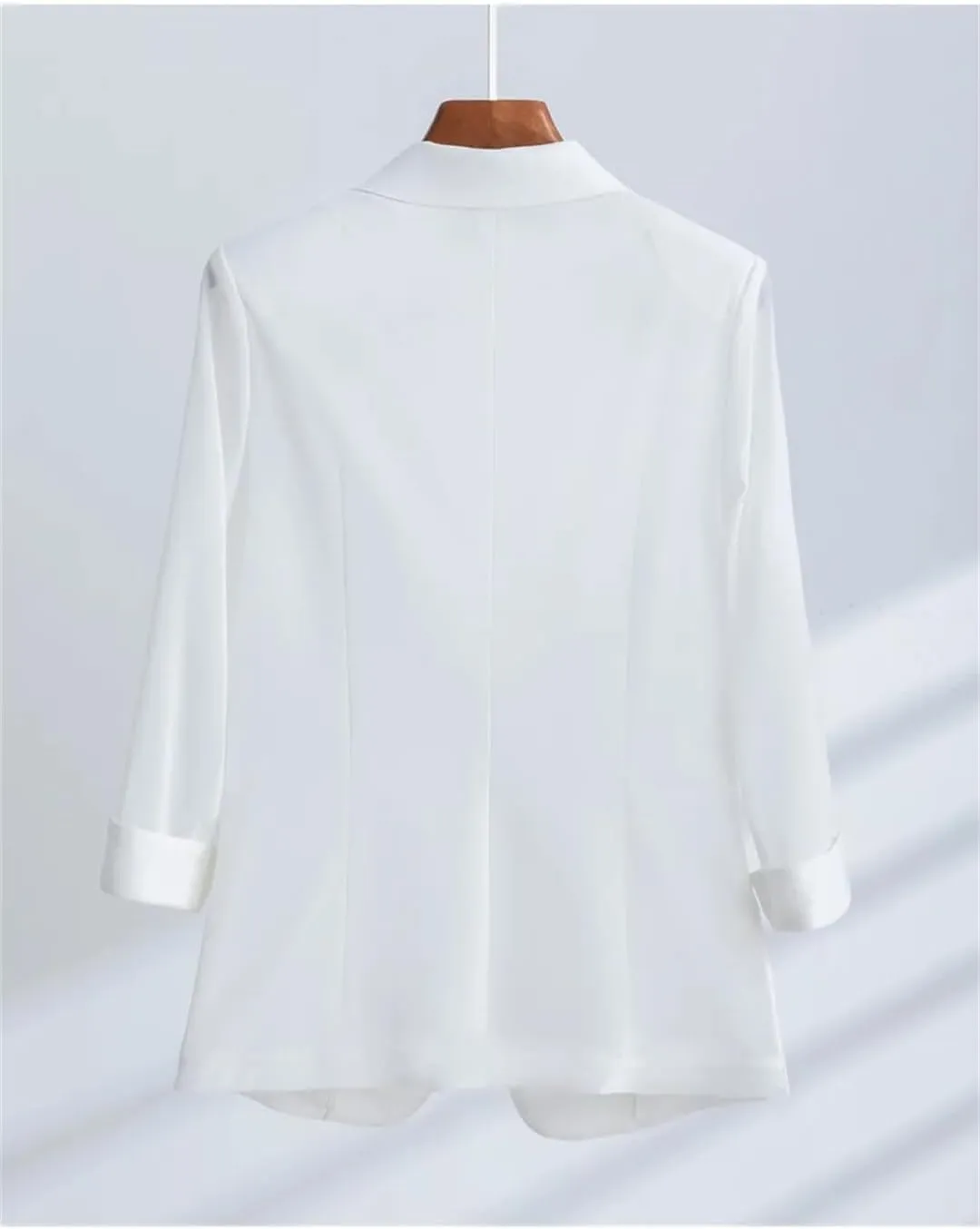 Women Blazer Spring Summer Professional Half Sleeve Slim Suit Jacket Office Ladies Work Coat