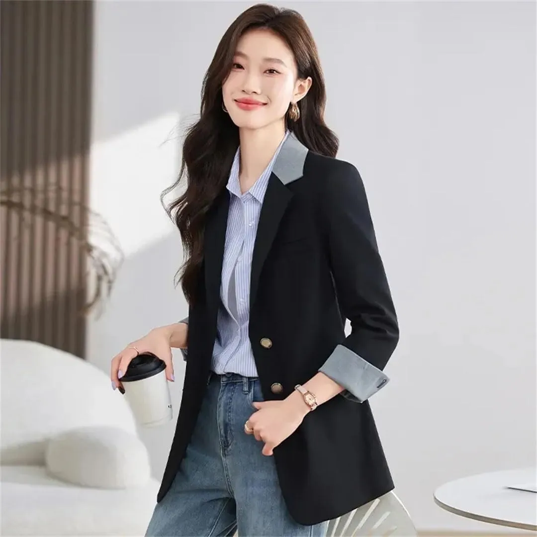 Women Blazers Work Office Lady Suit Jackets Slim Single Breasted Business Blazer Coats
