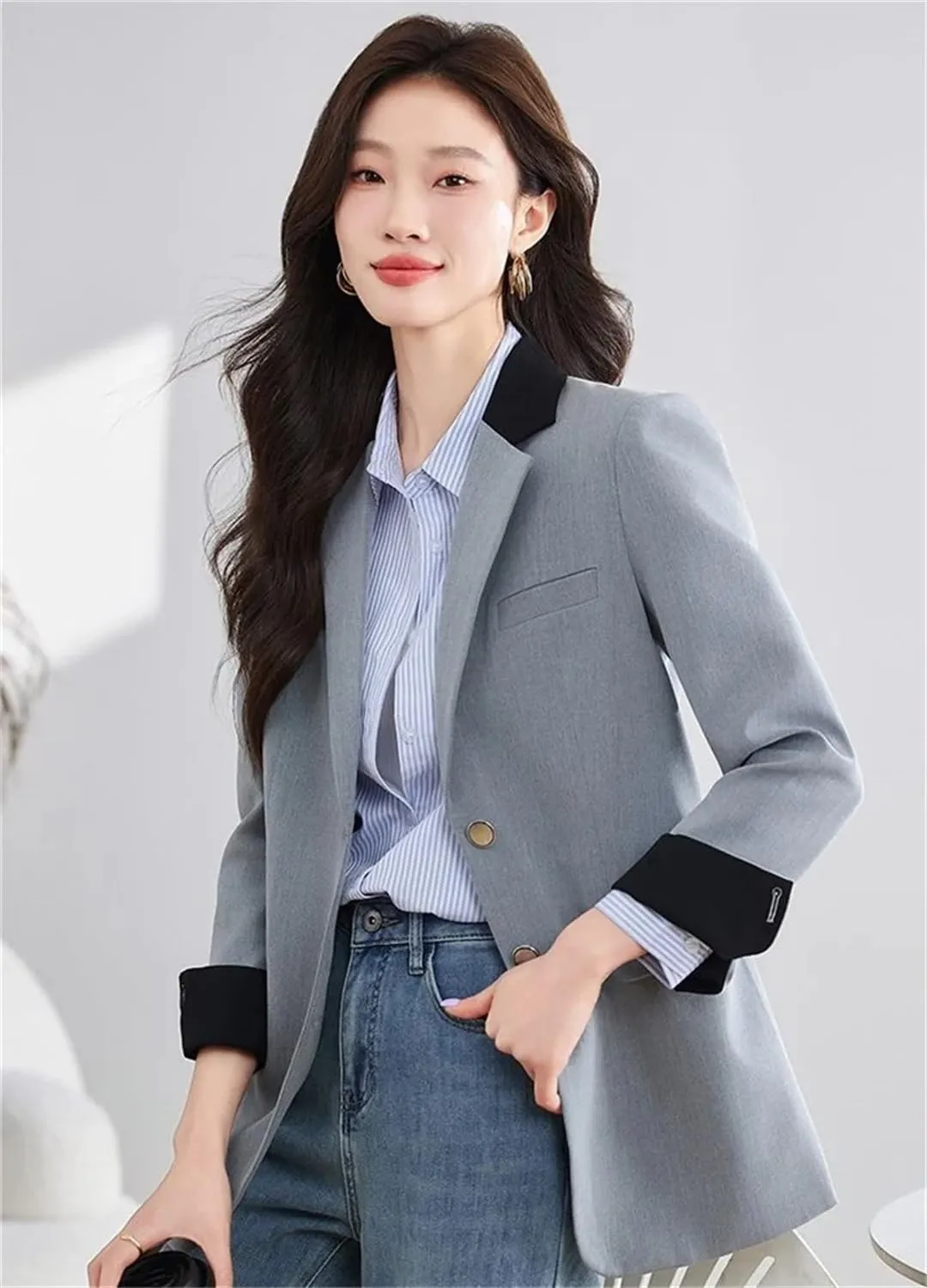 Women Blazers Work Office Lady Suit Jackets Slim Single Breasted Business Blazer Coats
