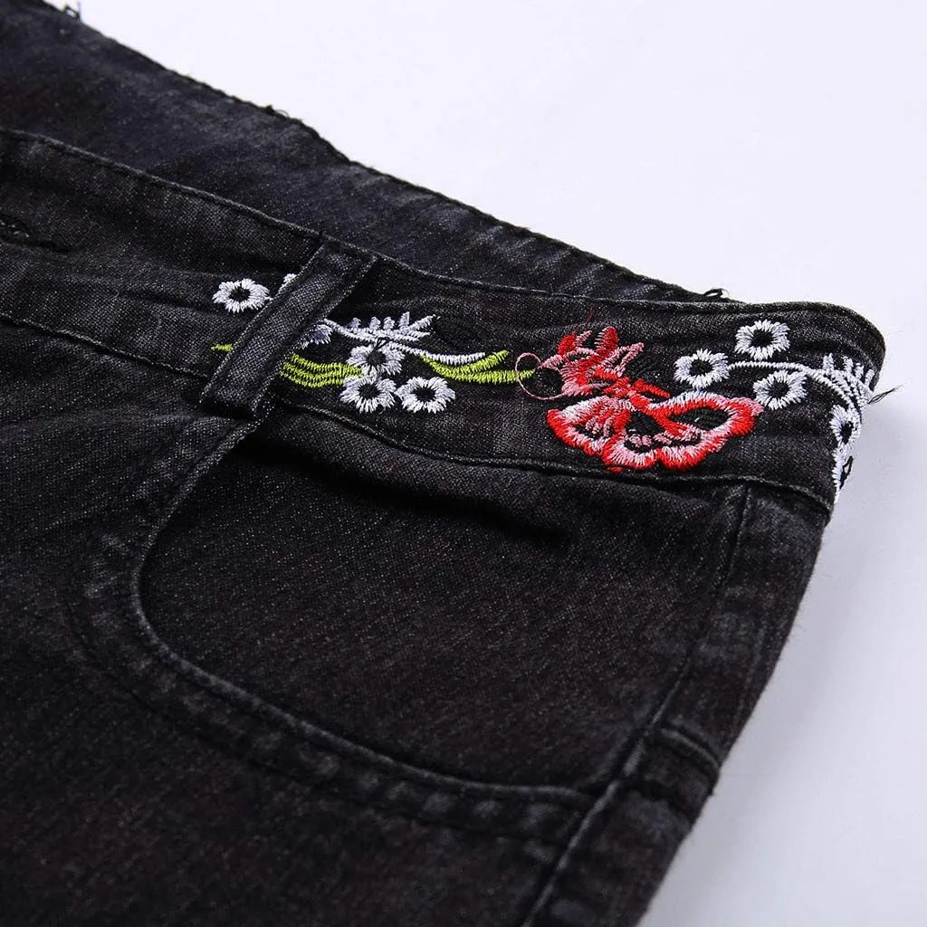 Women Flared Jeans Embroidered Bell Bottoms 70S Vintage Jeans Tummy Control Bootcut Jeans Y2K Western Jeans
