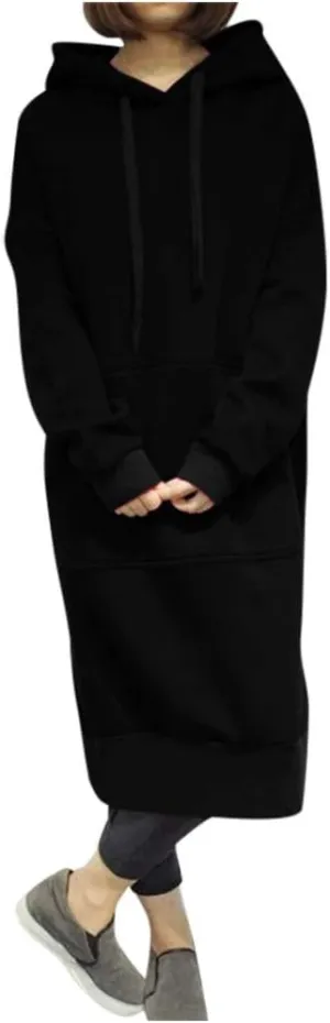 Women Hoodie Dress Casual Sweatshirt Dress Long Sleeve Pullover Fall Trendy Hooded Dress Mini Dress with Pockets