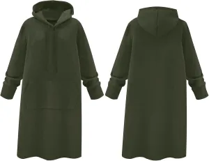 Women Hoodie Dress Casual Sweatshirt Dress Long Sleeve Pullover Fall Trendy Hooded Dress Mini Dress with Pockets