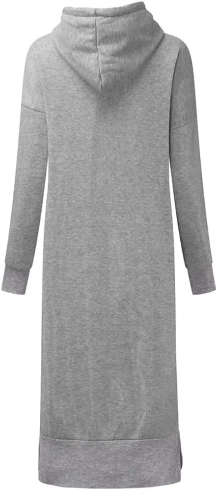 Women Hoodie Dress Casual Sweatshirt Dress Long Sleeve Pullover Fall Trendy Hooded Dress Mini Dress with Pockets
