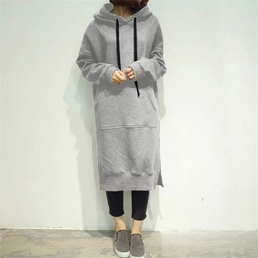 Women Hoodie Dress Casual Sweatshirt Dress Long Sleeve Pullover Fall Trendy Hooded Dress Mini Dress with Pockets