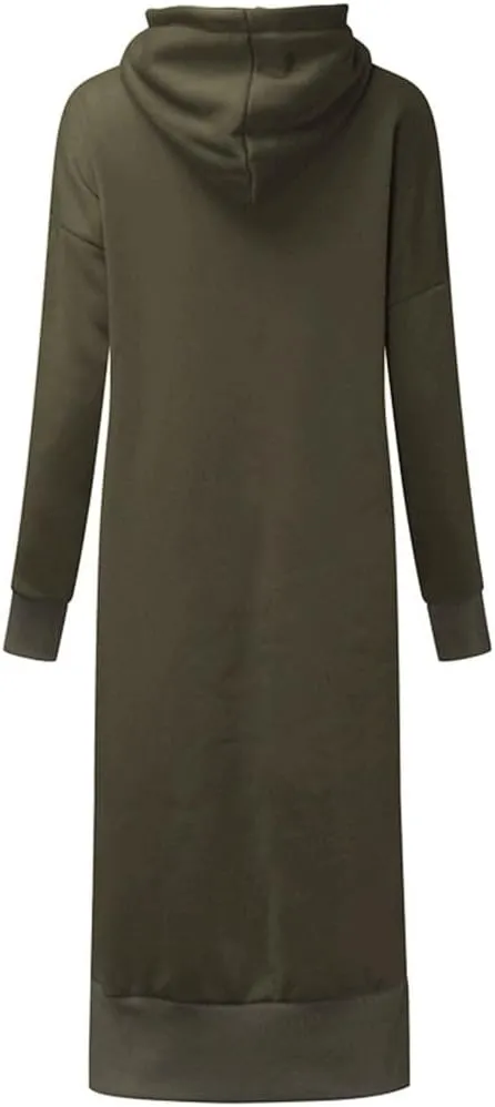 Women Hoodie Dress Casual Sweatshirt Dress Long Sleeve Pullover Fall Trendy Hooded Dress Mini Dress with Pockets
