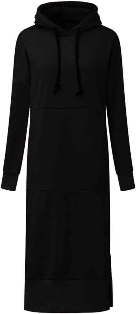 Women Hoodie Dress Casual Sweatshirt Dress Long Sleeve Pullover Fall Trendy Hooded Dress Mini Dress with Pockets