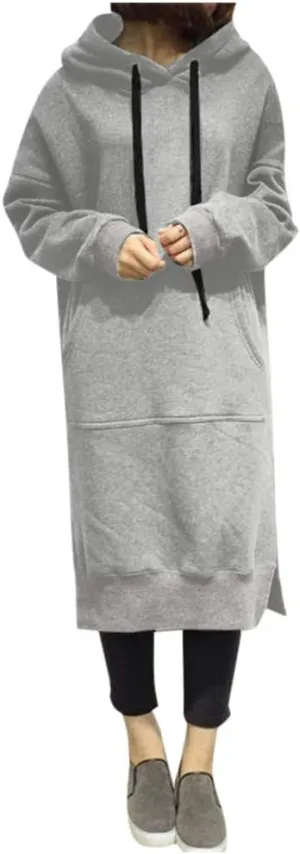 Women Hoodie Dress Casual Sweatshirt Dress Long Sleeve Pullover Fall Trendy Hooded Dress Mini Dress with Pockets