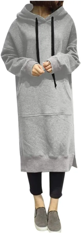 Women Hoodie Dress Casual Sweatshirt Dress Long Sleeve Pullover Fall Trendy Hooded Dress Mini Dress with Pockets
