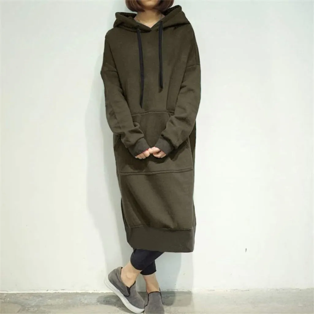 Women Hoodie Dress Casual Sweatshirt Dress Long Sleeve Pullover Fall Trendy Hooded Dress Mini Dress with Pockets