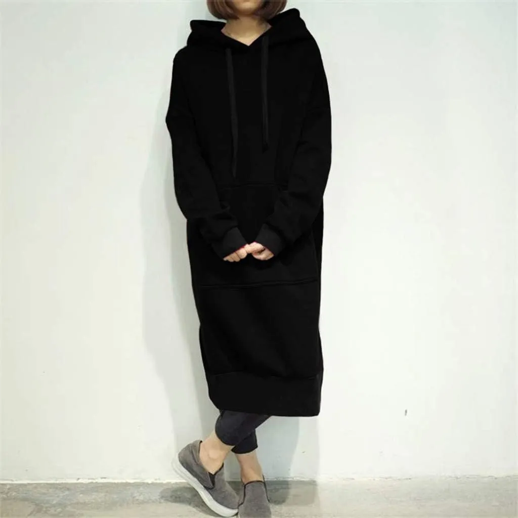 Women Hoodie Dress Casual Sweatshirt Dress Long Sleeve Pullover Fall Trendy Hooded Dress Mini Dress with Pockets