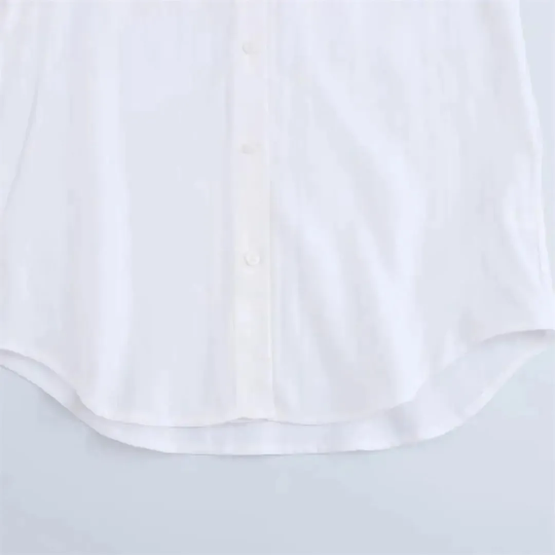 Women Loose Lapel Blouse Long-Sleeved Single-Breasted Solid Blouse Casual Simple Chic Shirt