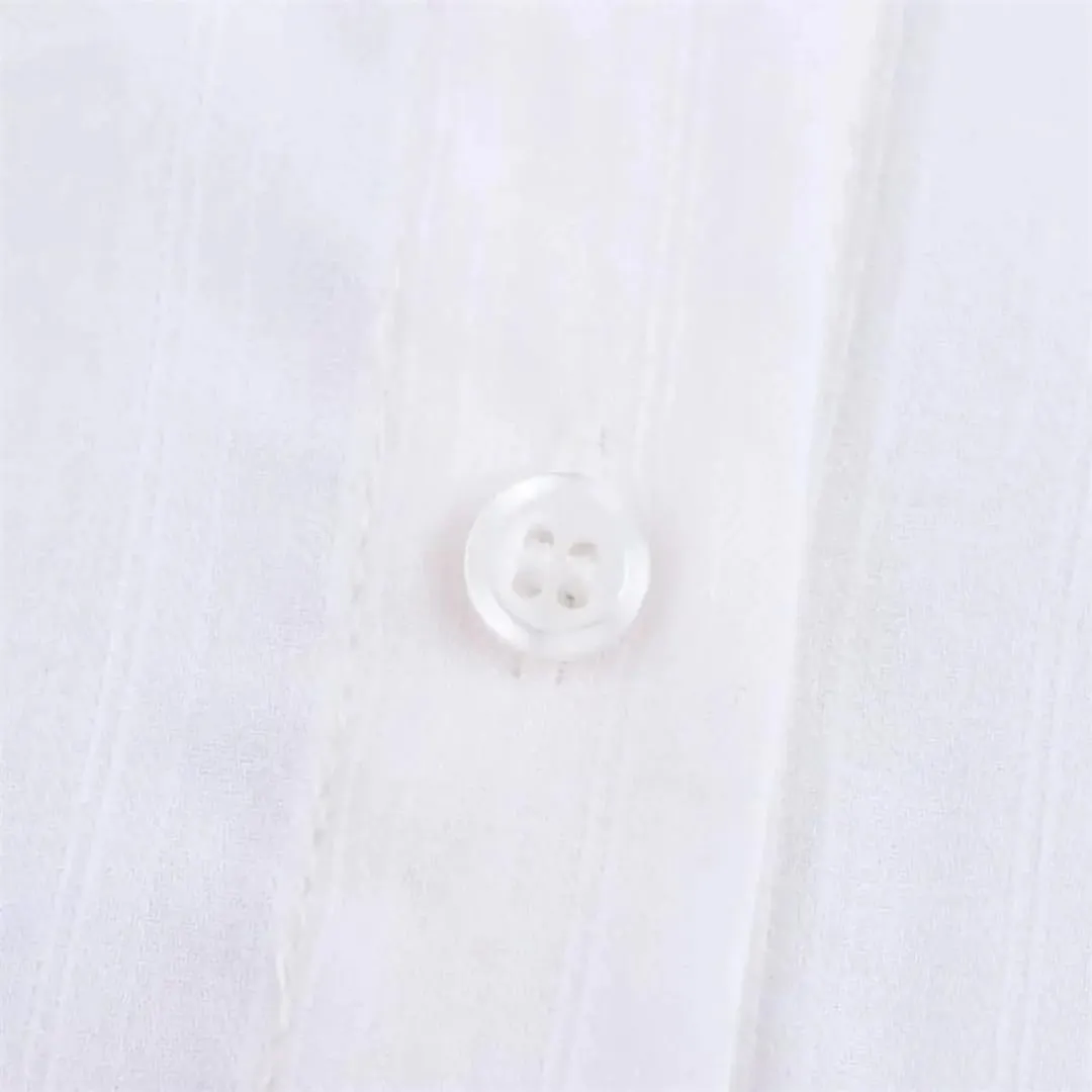 Women Loose Lapel Blouse Long-Sleeved Single-Breasted Solid Blouse Casual Simple Chic Shirt